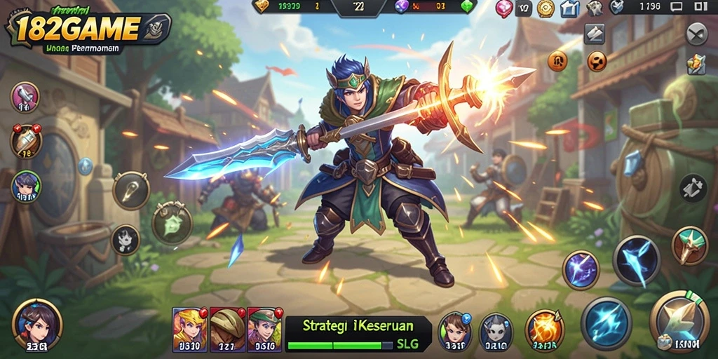 Tangkapan layar menampilkan pertempuran strategis dalam 182GAME.