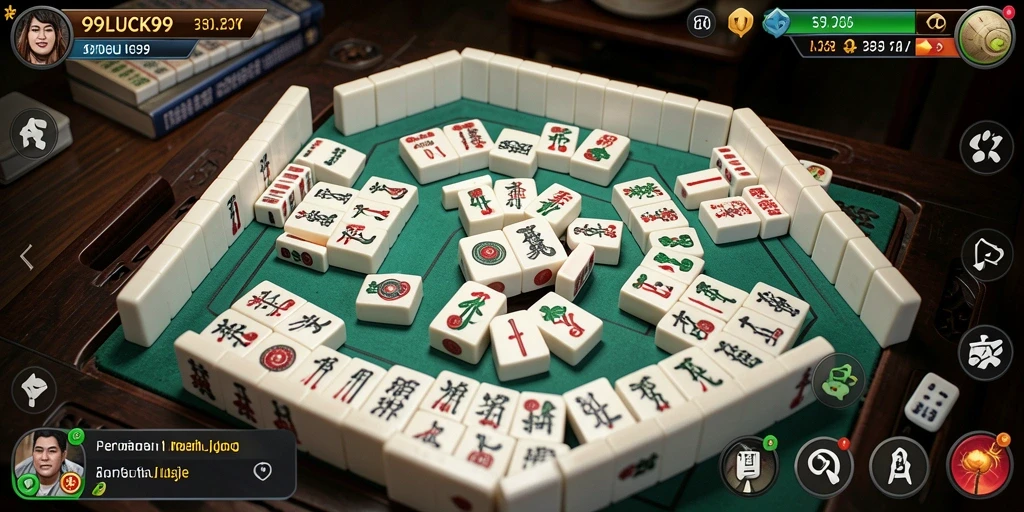 Screenshot gameplay 99LUCK99 dengan desain ubin Mahjong yang menarik.