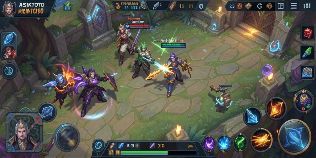 Tampilan aksi seru gameplay MOBA ASIKTOTO.