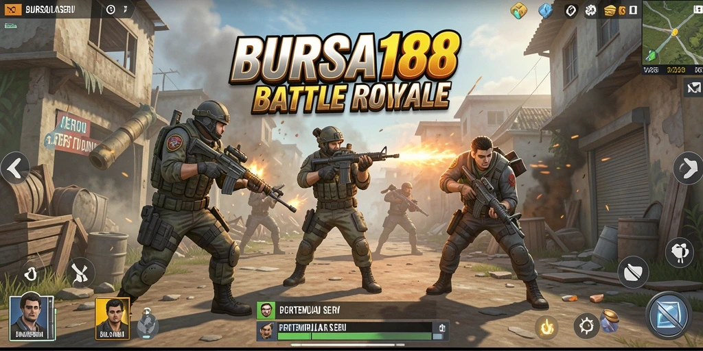 Tampilan gameplay seru di BURSA188 dengan aksi Battle Royale.