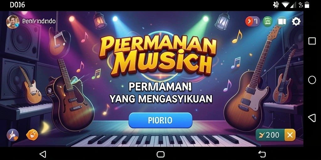 Tampilan gameplay D06 dengan elemen musik yang interaktif.