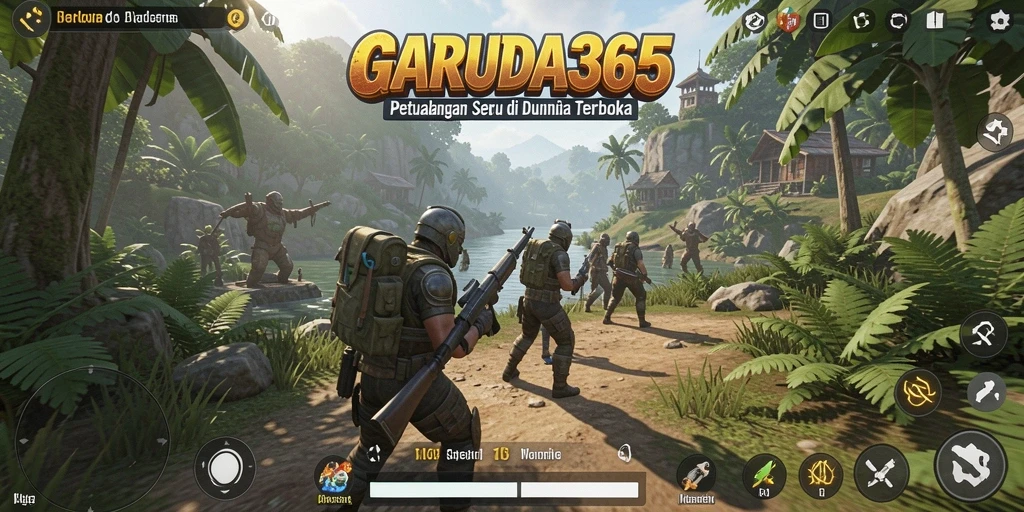 Tampilan gameplay GARUDA365 di dunia terbuka yang luas dan penuh petualangan.