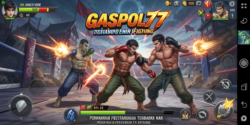 Tangkapan layar GASPOL77 menampilkan pertarungan epik antara dua karakter.