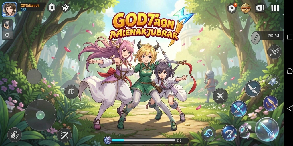Screenshot gameplay GOD77 menampilkan karakter anime dalam aksi seru.