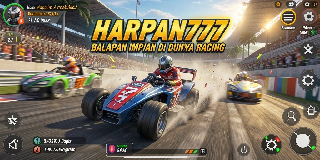 Tampilan seru gameplay balap di HARAPAN777 dengan kendaraan cepat.