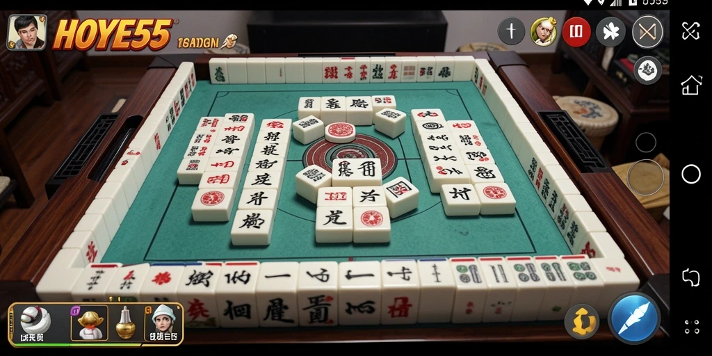Screenshot utama HOYE55 menampilkan gameplay Mahjong yang seru.