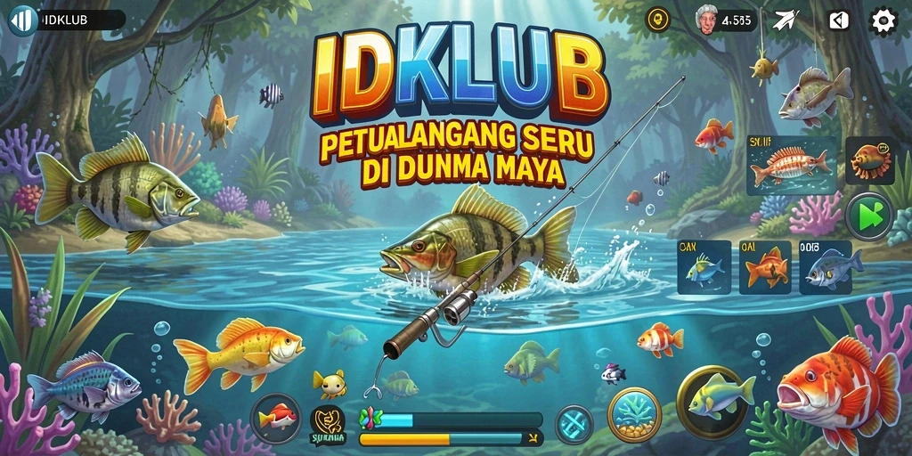 Screenshot permainan IDKLUB menampilkan pengalaman memancing yang mengasyikkan.