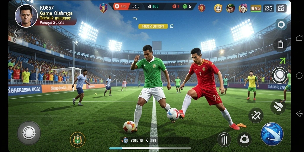 Tangkapan layar utama dari gameplay KO857 menampilkan aksi olahraga yang mendebarkan.