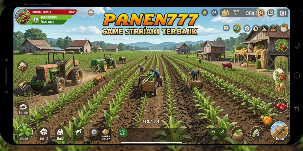 Tampilan gameplay menarik dari PANEN77 dengan nuansa pertanian yang ceria.