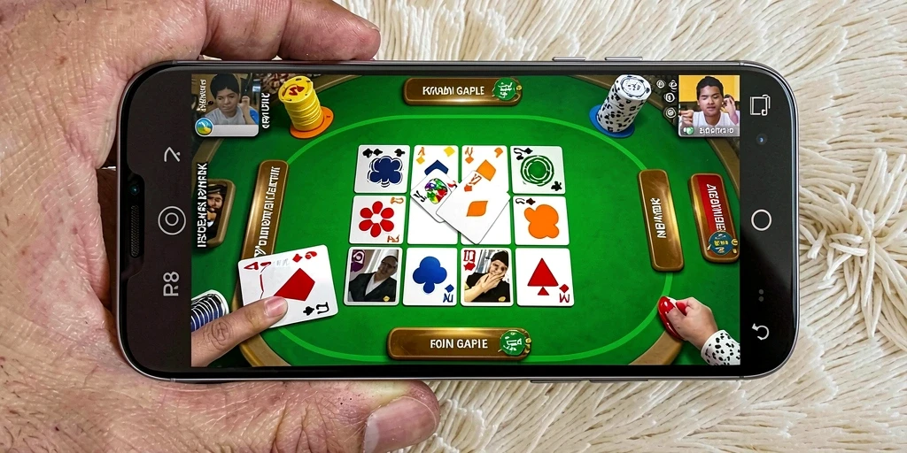 Tampilan screenshot RP8 yang menampilkan permainan Gaple yang seru.