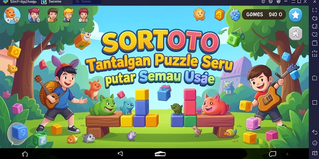 Tampilan gameplay SORTOTO yang penuh warna dan menarik.